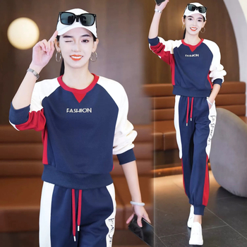 2025 есен-зима дамски спортен костюм в две части: стилен суитшър и панталони, ежедневен и модерен стил