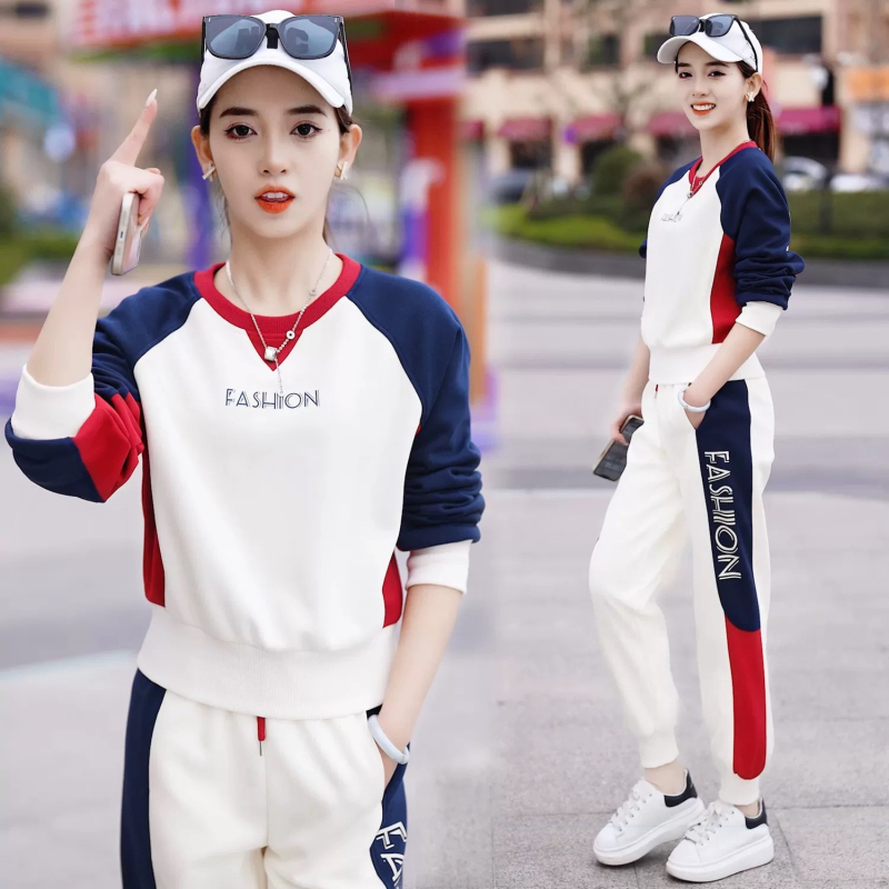2025 есен-зима дамски спортен костюм в две части: стилен суитшър и панталони, ежедневен и модерен стил