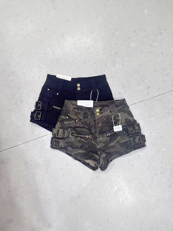 Ženski traper šortovi s kamuflažnim uzorkom, visokim strukom, radni stil, duljina 3/4, model 5826