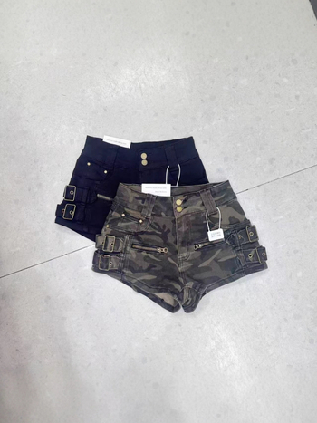 Ženski traper šortovi s kamuflažnim uzorkom, visokim strukom, radni stil, duljina 3/4, model 5826