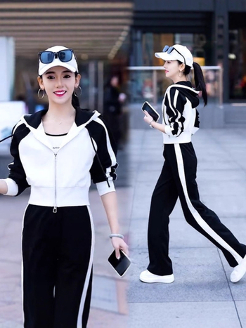 963 Модерен дамски двучастен комплект с качулка и кардиган, панталони, есен 2025