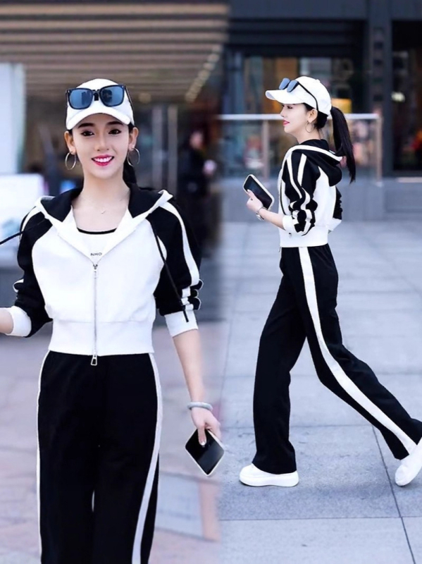 963 Модерен дамски двучастен комплект с качулка и кардиган, панталони, есен 2025