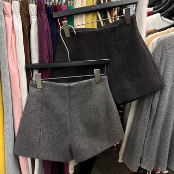 Proljeće 2025 Debele vunene casual hlače s visokim strukom, oblikovanje trbuha, široki kroj, A-linija, bootcut za žene