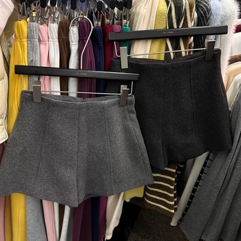 Proljeće 2025 Debele vunene casual hlače s visokim strukom, oblikovanje trbuha, široki kroj, A-linija, bootcut za žene