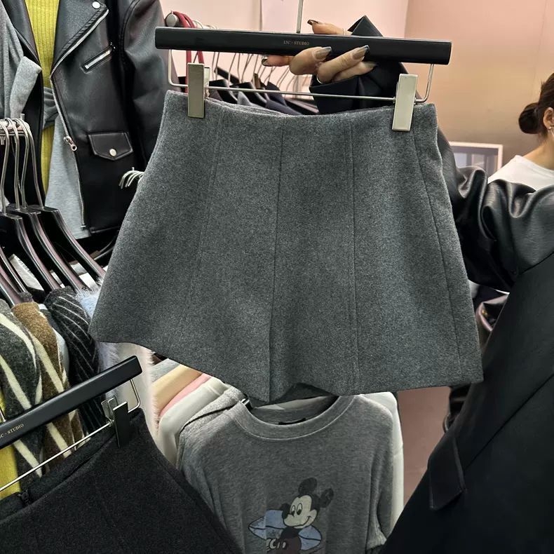 Proljeće 2025 Debele vunene casual hlače s visokim strukom, oblikovanje trbuha, široki kroj, A-linija, bootcut za žene
