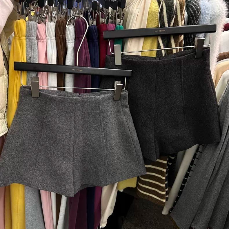 Proljeće 2025 Debele vunene casual hlače s visokim strukom, oblikovanje trbuha, široki kroj, A-linija, bootcut za žene