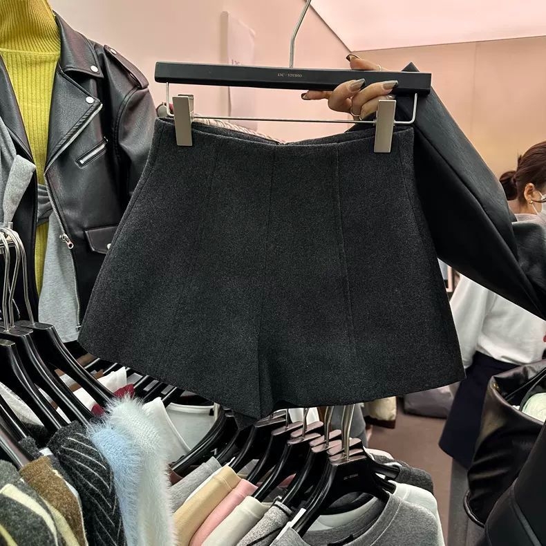 Proljeće 2025 Debele vunene casual hlače s visokim strukom, oblikovanje trbuha, široki kroj, A-linija, bootcut za žene