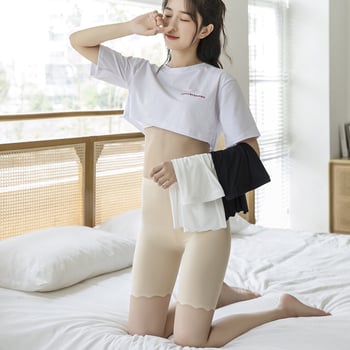 Ljeto, plus veličina: šorcevi za sigurnost s visokim strukom od ice silk s ugrađenom podstavom – elastični, prozračni, univerzalni bazni leggings za žene