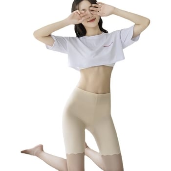 Ljeto, plus veličina: šorcevi za sigurnost s visokim strukom od ice silk s ugrađenom podstavom – elastični, prozračni, univerzalni bazni leggings za žene