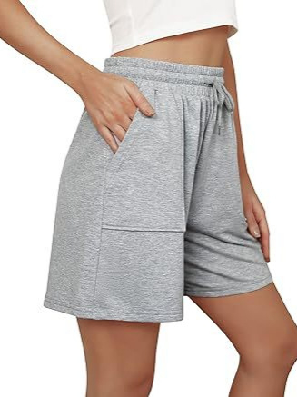 Shorturi sport casual pentru femei, talie înaltă, până la genunchi, poliester, șnur, stil urban elegant