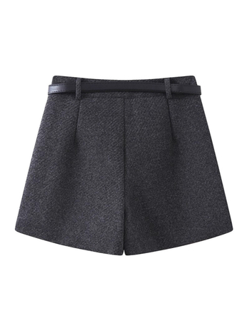 Sivi ženski šshortovi s visokim strukom od vune za jesen-zimu 2025, svestran casual stil, dužina 3/4, kod A9042