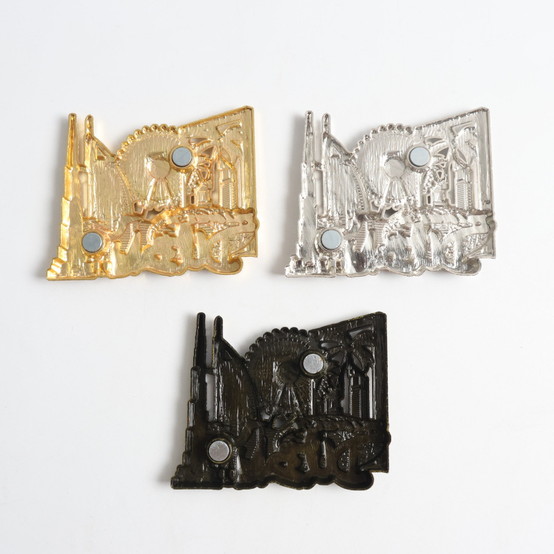 Metalni magnet za hladnjak s dubajskom znamenitošću, 3D panoramski dizajn, retro suvenir putovanja