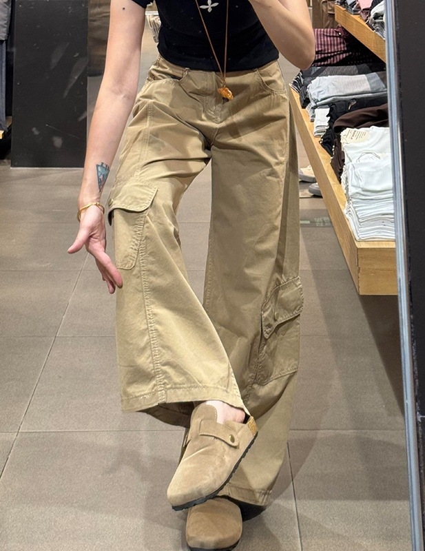 Ženske hlače od denima s širokim krojem, cargo stil, ležerna silueta