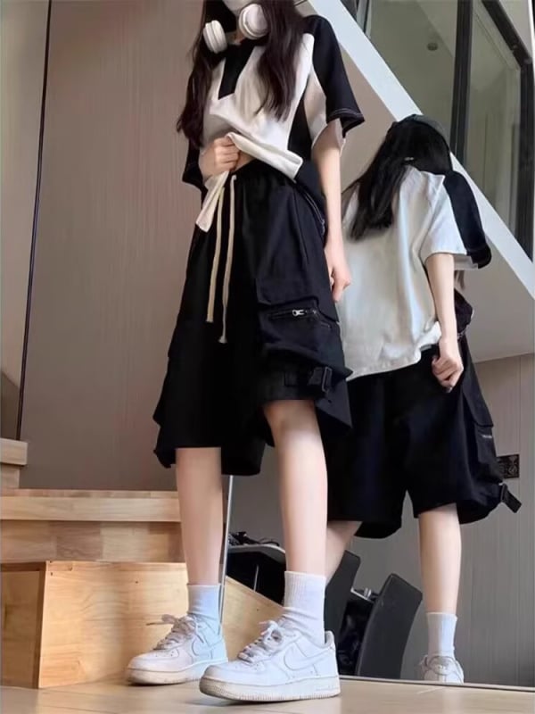 Ženske cargo kratke hlače u stilu workwear, ljeto 2025, ležerna kroj, kapri dužina, široke nogavice, ravni kroj, casual