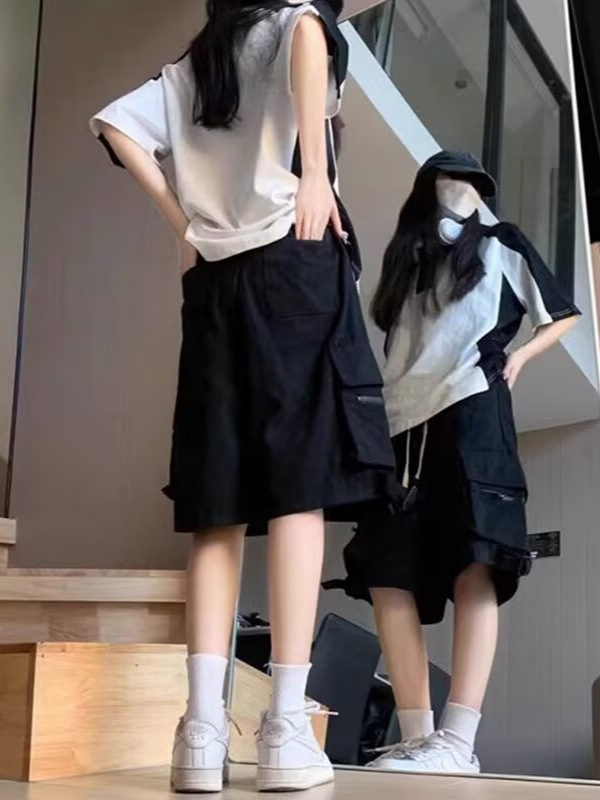 Ženske cargo kratke hlače u stilu workwear, ljeto 2025, ležerna kroj, kapri dužina, široke nogavice, ravni kroj, casual