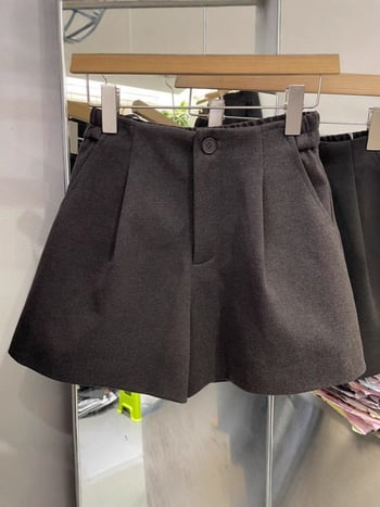 Damske šorts-pantalone s visokim strukom, plus veličina, jednobojne, opuštena silueta