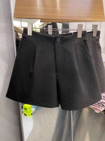 Damske šorts-pantalone s visokim strukom, plus veličina, jednobojne, opuštena silueta
