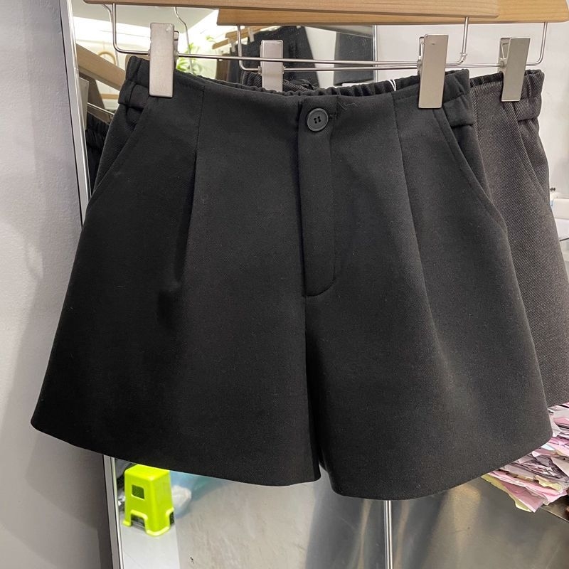Damske šorts-pantalone s visokim strukom, plus veličina, jednobojne, opuštena silueta
