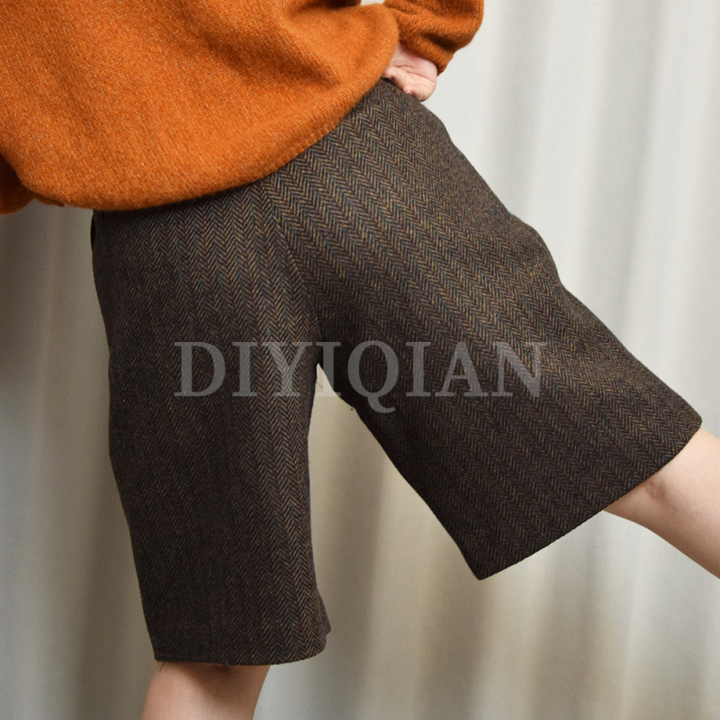 Diyiqian široke casual hlače u korejskom stilu, opuštena kroj, srednji pojas, pamuk-mješavina