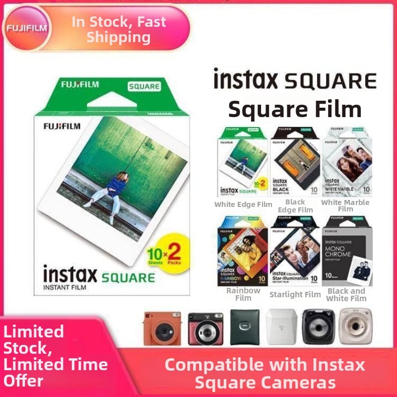 Polaroid Square Series štvorcový foto papier, kompatibilný s filmom SQ1 SQ6 SQ10 SQ20 SP3, 4-palcová biela hrana