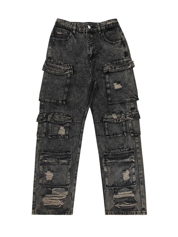 Traperice s patchwork panelima i višestrukim džepovima, streetwear inspiriran workwear stilom, oprane i izgrebane, dugački široki kroj