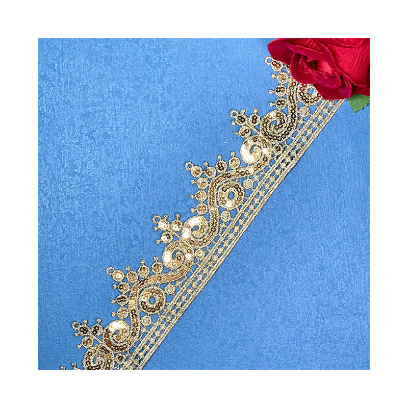 Златна нишка с пайети, водоразтворима дантела с изрязан дизайн, 5 cm, завеса, етно танцов костюм, сценично облекло, DIY аксесоари за декорация