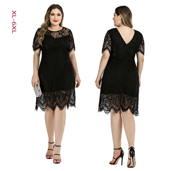 Rochie din dantelă pentru femei, mărime plus, talie strânsă, siluetă subțire, lungime mini-midi