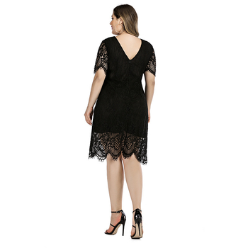 Rochie din dantelă pentru femei, mărime plus, talie strânsă, siluetă subțire, lungime mini-midi