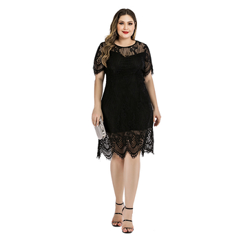 Rochie din dantelă pentru femei, mărime plus, talie strânsă, siluetă subțire, lungime mini-midi