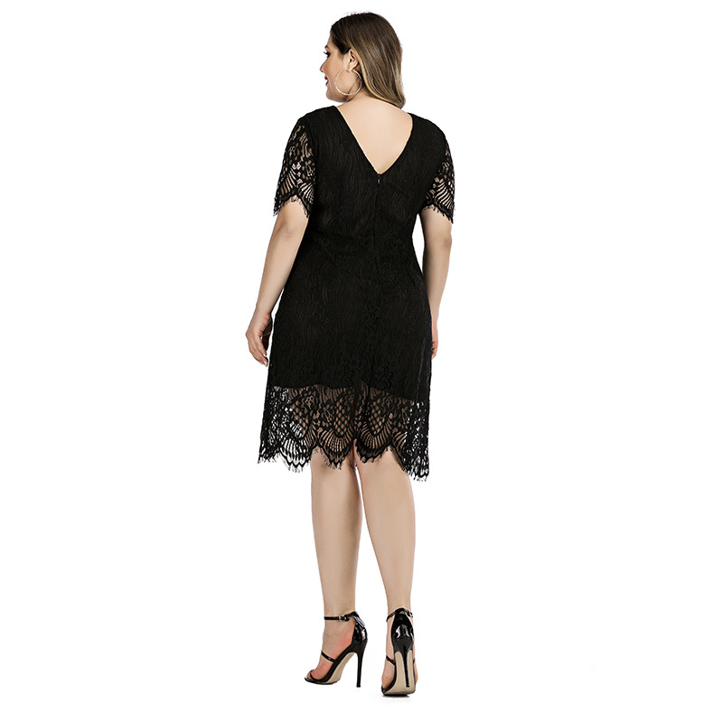 Rochie din dantelă pentru femei, mărime plus, talie strânsă, siluetă subțire, lungime mini-midi