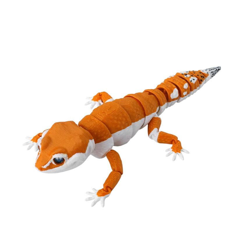 3D ispisani gekon s leopardovim uzorkom, artikulirana pokretna figura, realističan model životinje za ukrašavanje