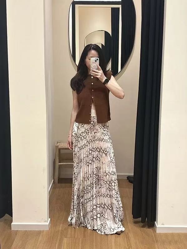 Francuski stil nišni model, 25-godišnja jesen-zima retro plisirana suknja s visokim strukom, srednja duljina, za žene
