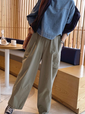 Ženski cropped denim top s okruglim izrezom, slobodan kroj, 3/4 rukavi, plus veličina