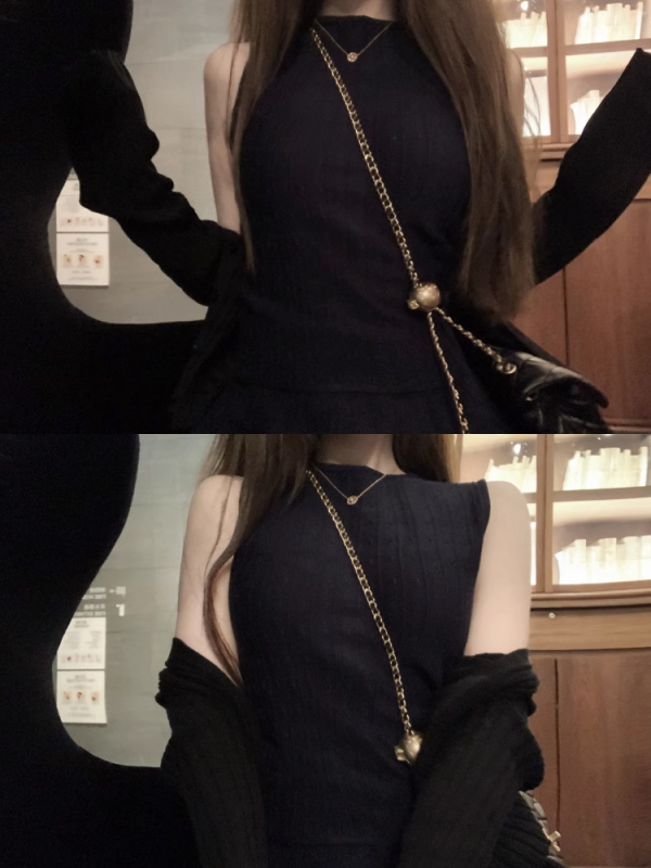 Eveovo Лазурно лято — винтидж стил, широк силует пола, комплект от две части с висока талия