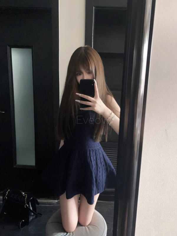 Eveovo Лазурно лято — винтидж стил, широк силует пола, комплект от две части с висока талия