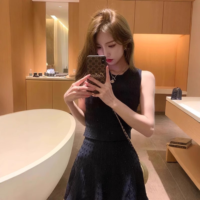 Eveovo Лазурно лято — винтидж стил, широк силует пола, комплект от две части с висока талия