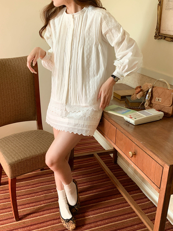 3th Morning ранна пролет нов дизайн риза с дантелен кант и пола Zy3783