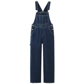 Ženski plavi denim kombinezon s trakama, opuštenog kroja, široke nogavice, korejskog stila, proljeće-jesen 2025