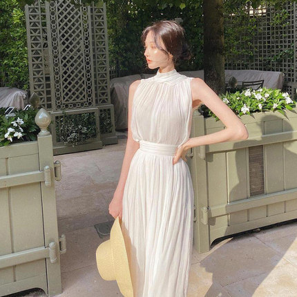 TZ0826 Duga ženska haljina – francuski stil, lagani luksuz, nišna proljetna kolekcija, elegantna bez rukava