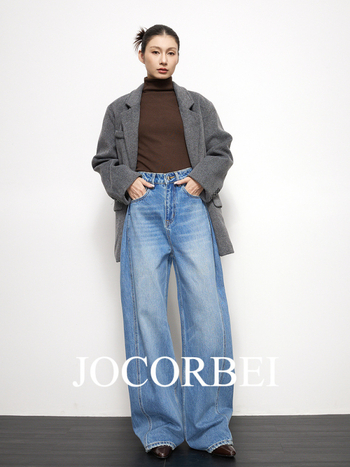 JOCORBEI Ženske traperice s širokim krojem, denim, visokim strukom, udoban svakodnevni stil, Old Money stil