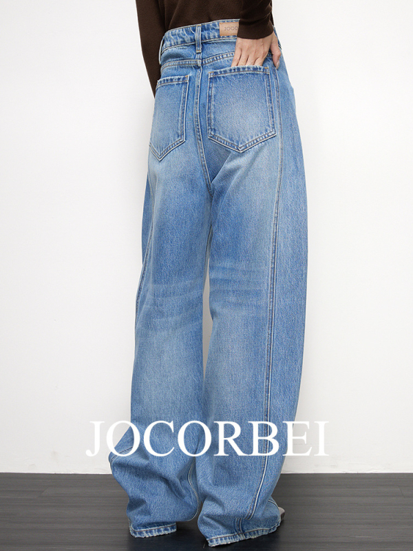 JOCORBEI Ženske traperice s širokim krojem, denim, visokim strukom, udoban svakodnevni stil, Old Money stil