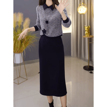 Есенно-зимен стилен комплект: топ и пола, елегантен и офисен стил за жени