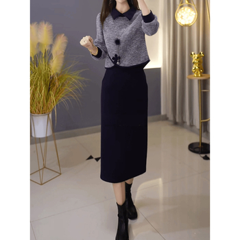 Есенно-зимен стилен комплект: топ и пола, елегантен и офисен стил за жени