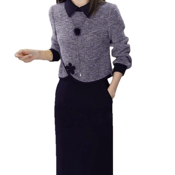 Есенно-зимен стилен комплект: топ и пола, елегантен и офисен стил за жени