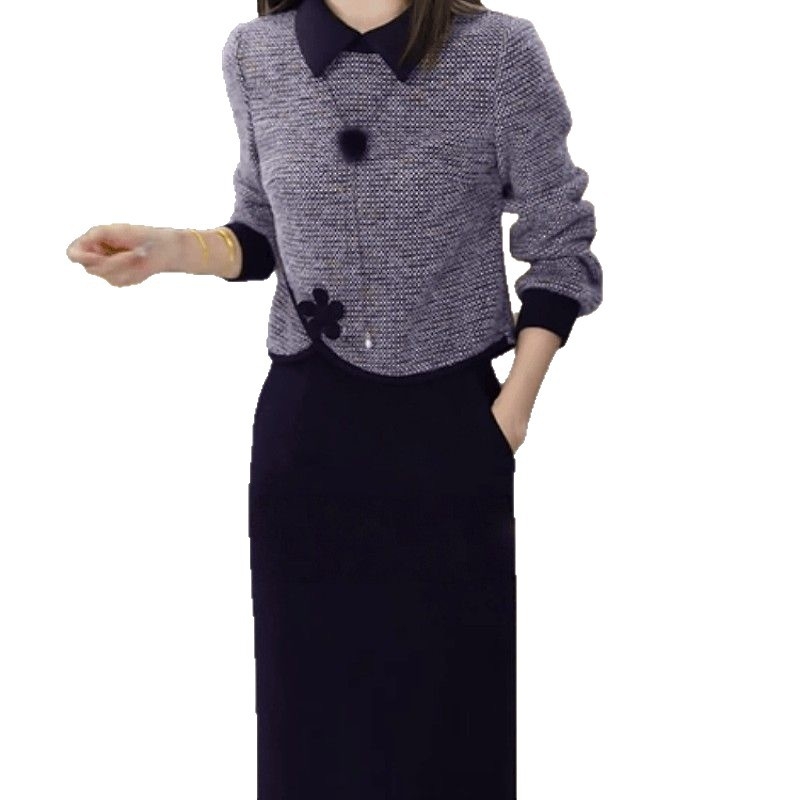 Есенно-зимен стилен комплект: топ и пола, елегантен и офисен стил за жени