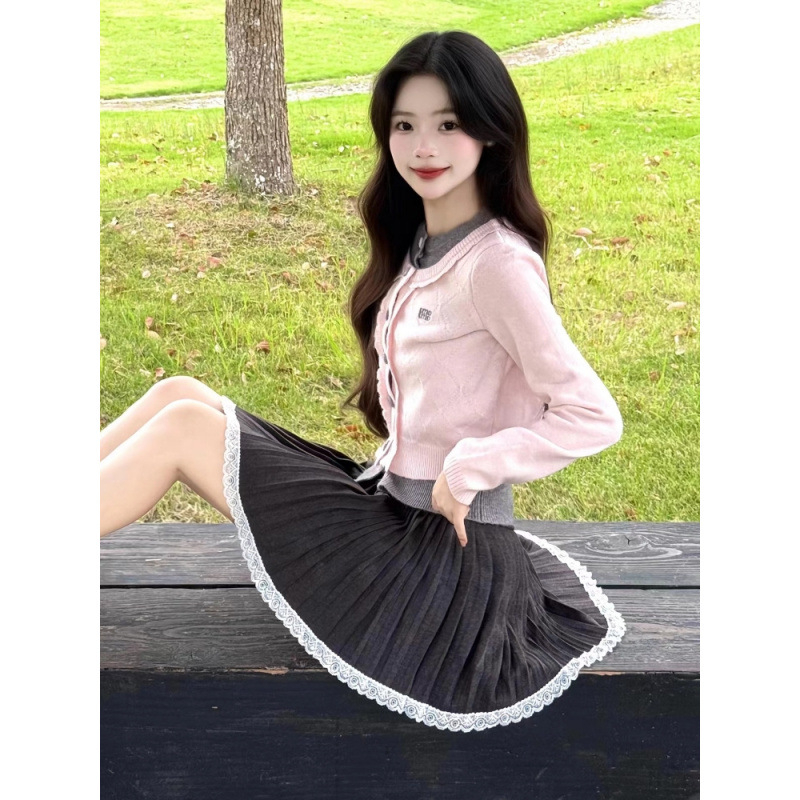 Korejski stil dvodijelni komplet: džemper i suknja za žene, jesen/zima, elegantan gradski stil