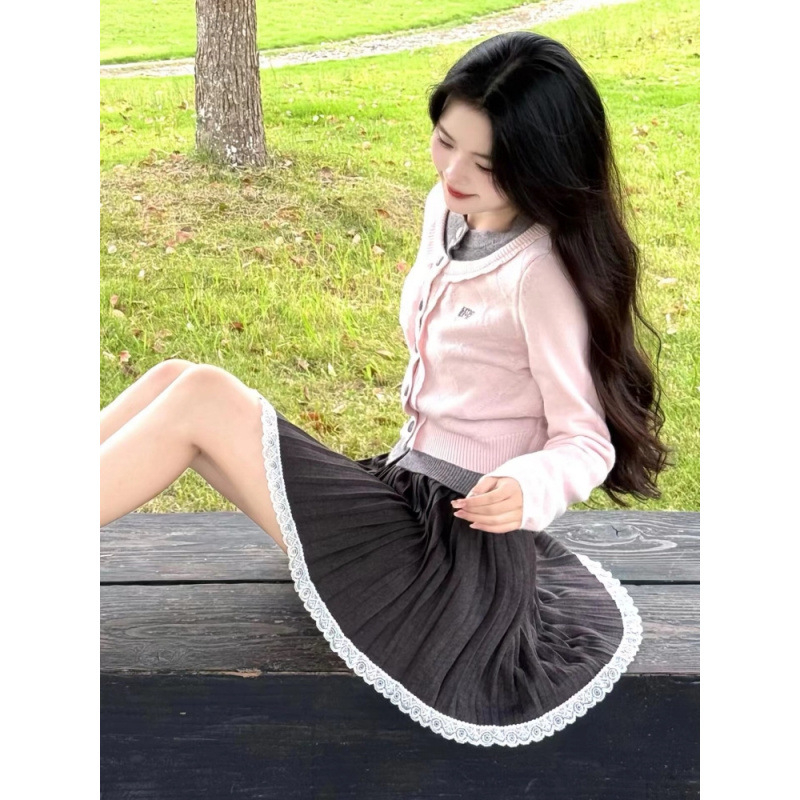 Korejski stil dvodijelni komplet: džemper i suknja za žene, jesen/zima, elegantan gradski stil