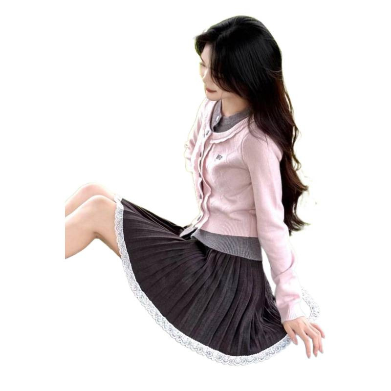 Korejski stil dvodijelni komplet: džemper i suknja za žene, jesen/zima, elegantan gradski stil