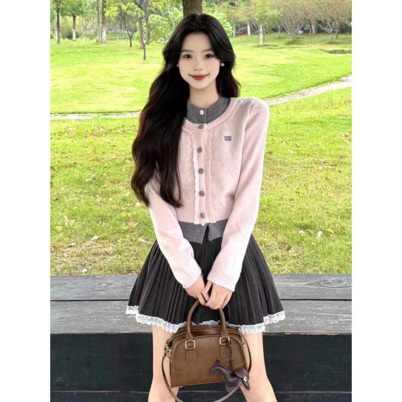 Korejski stil dvodijelni komplet: džemper i suknja za žene, jesen/zima, elegantan gradski stil