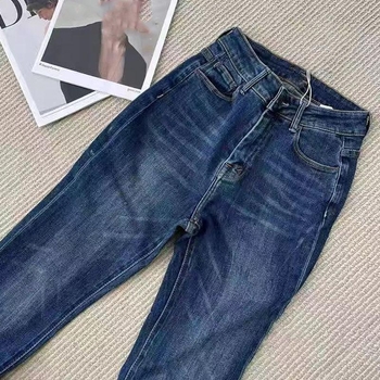 Ženske traperice s visokim strukom, elastične, slim-fit bootcut